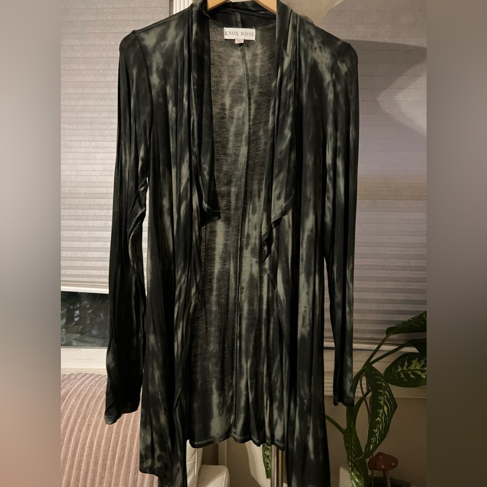 Knox Rose Green & Black Tye Dye Long Sleeve Cadigan